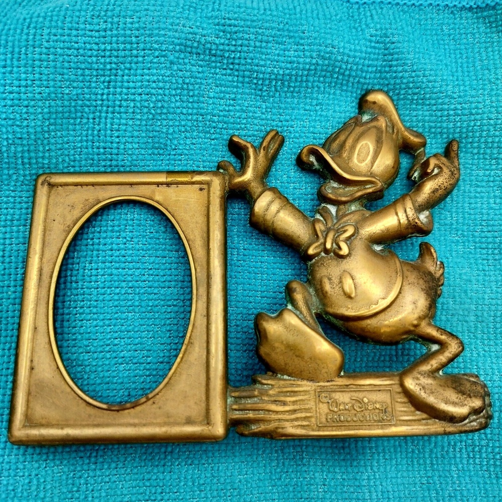 Vintage Donald Duck Brass Picture Frame Walt Disney Productions 1950s–70s